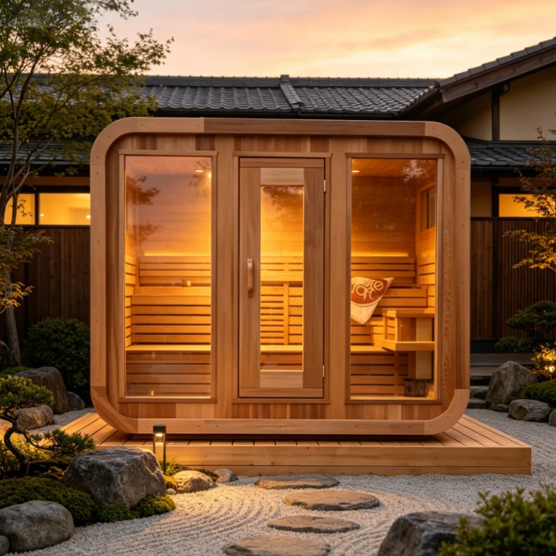 Customized Traditional 6‑Person Square Red Cedar Outdoor Sauna House 6kW Stove Far Infrared Steamer with Control Panel