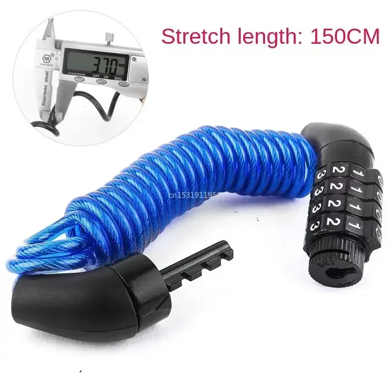 Portable Cable Backpack Lock, Bicycle Lock, 4-digit Combination Code, Steel Wire Rope Security, Password Bicycle Lock