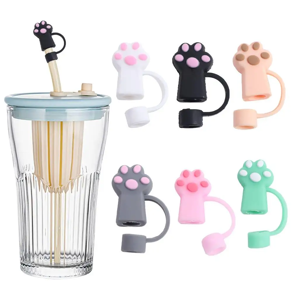 Cup Accessories 10mm Cat Paw Straw Cover Dust-Proof Reusable Straw Topper Spill-Proof Straw Stopper 30&40 Oz Cup
