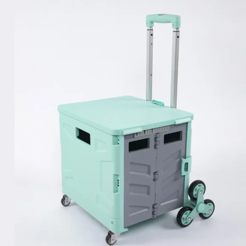 

Quali ltra-Slim Rolling Collapsible Storage Utility-carts With Telescopic Handle For Home