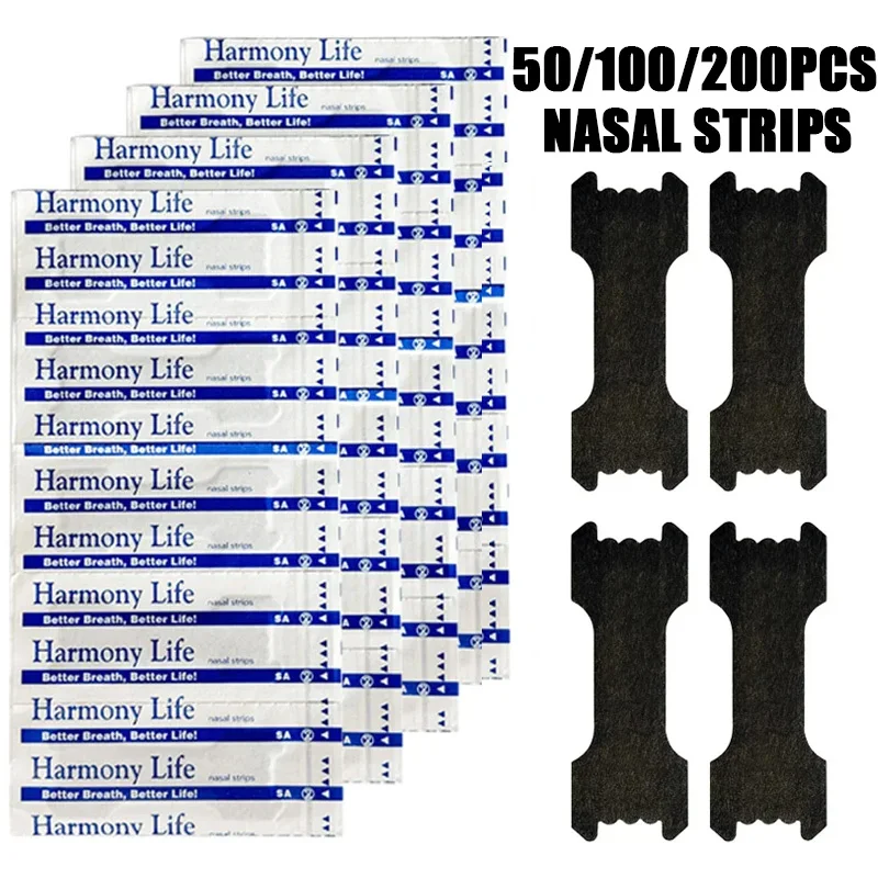 50/100/200PCS 3-Supports Black Extra Strength Breath Nasal Strips Stop Snoring Right Way Wide Sleeping Nose Patch for Men Woman