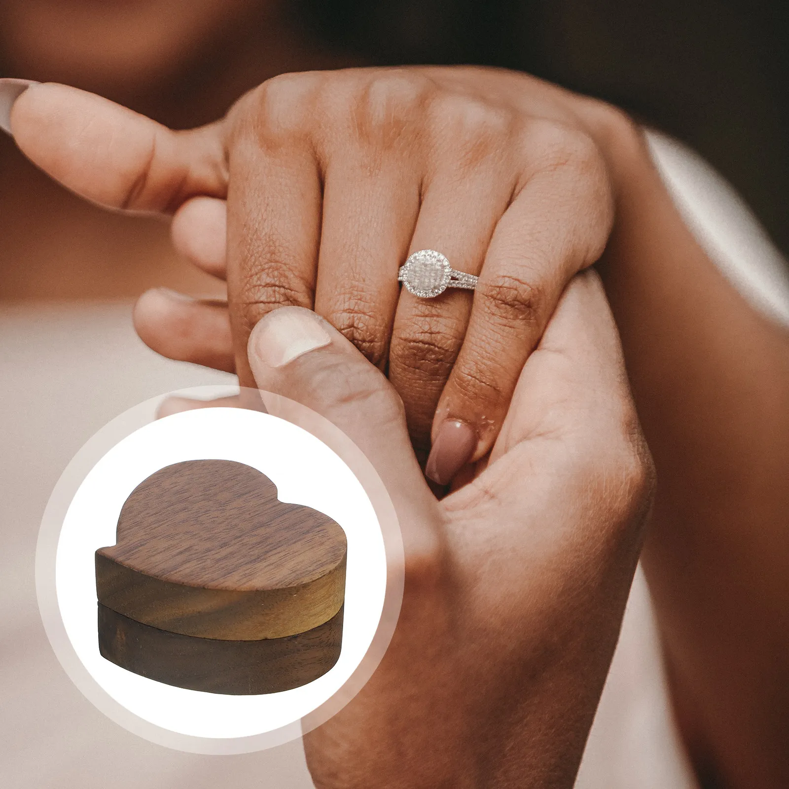 

Durable Wooden Ring Jewelry Box Fine Detail Processing Perfect Bridal Shower Present Ring Boxes Jewelry Box for Rings