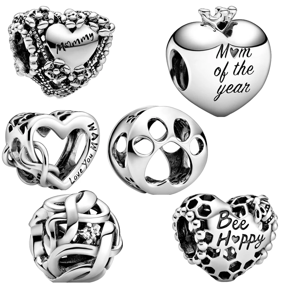 

Real 925 Silver Simple Charms Fit Original Pantaro Paw House Women DIY Fine Beads Amulet Jewelry Bracelet Pendants Making