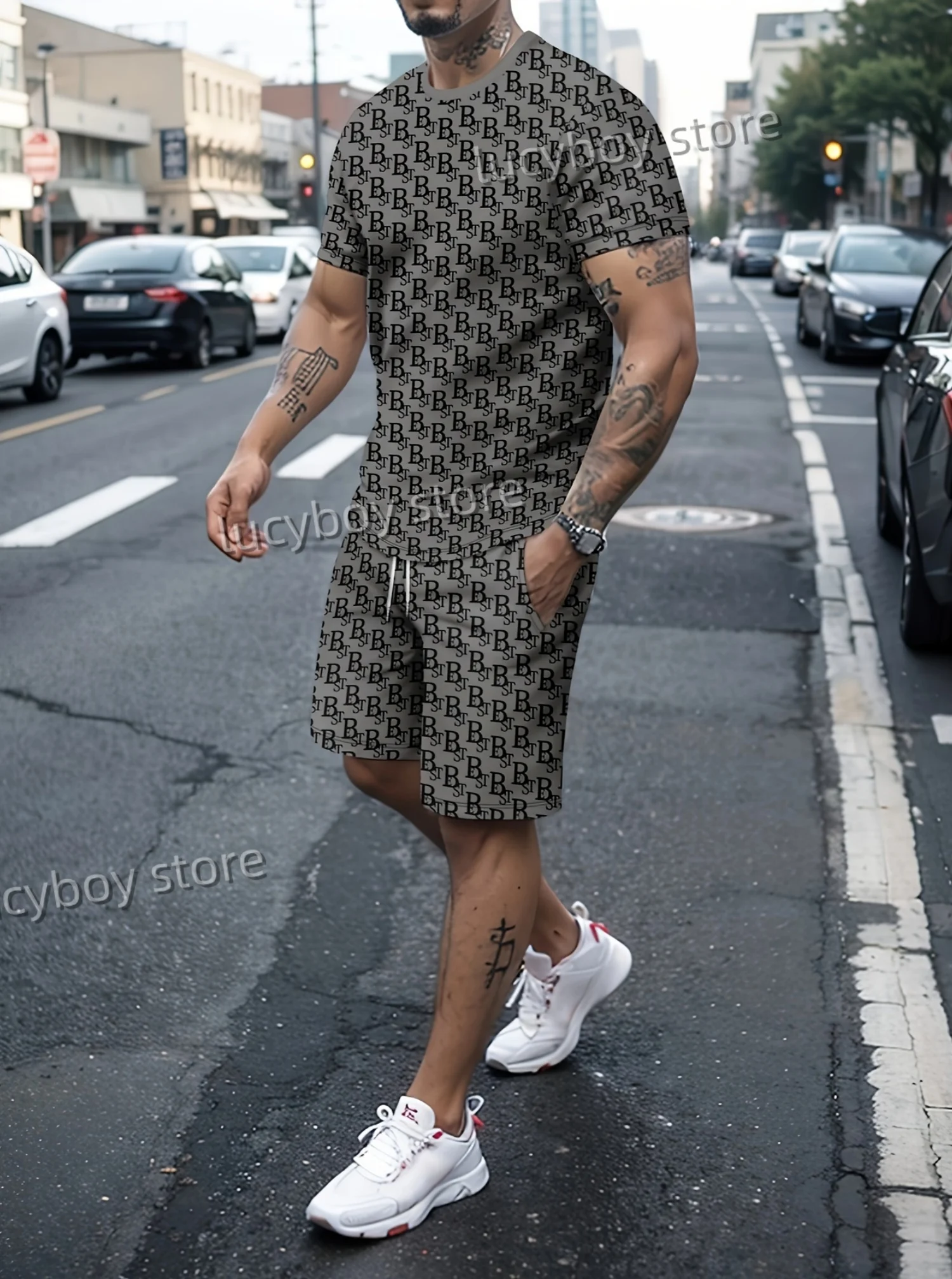 2026 Summer Men 2pcs Set mens homme casual sports sT-Shirt Shorts Set Adult Men Jogging Plus Size Tracksuit 2 Piece Set