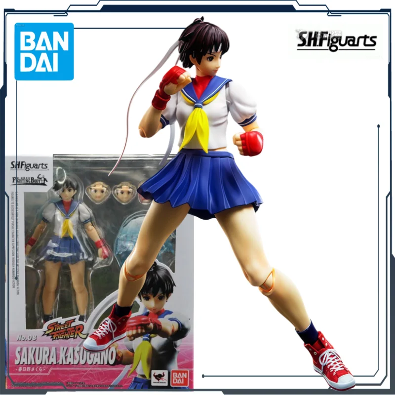 

Bandai Original SHF Street Fighter Series Spring Hino Sakura Anime Action Doll Handmade Toy Model Jewelry Children's Gifts