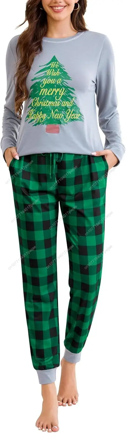 

difficort Women's Christmas Pajama Set Pjs Long Sleeve 2 piece Sleepwear with pocket