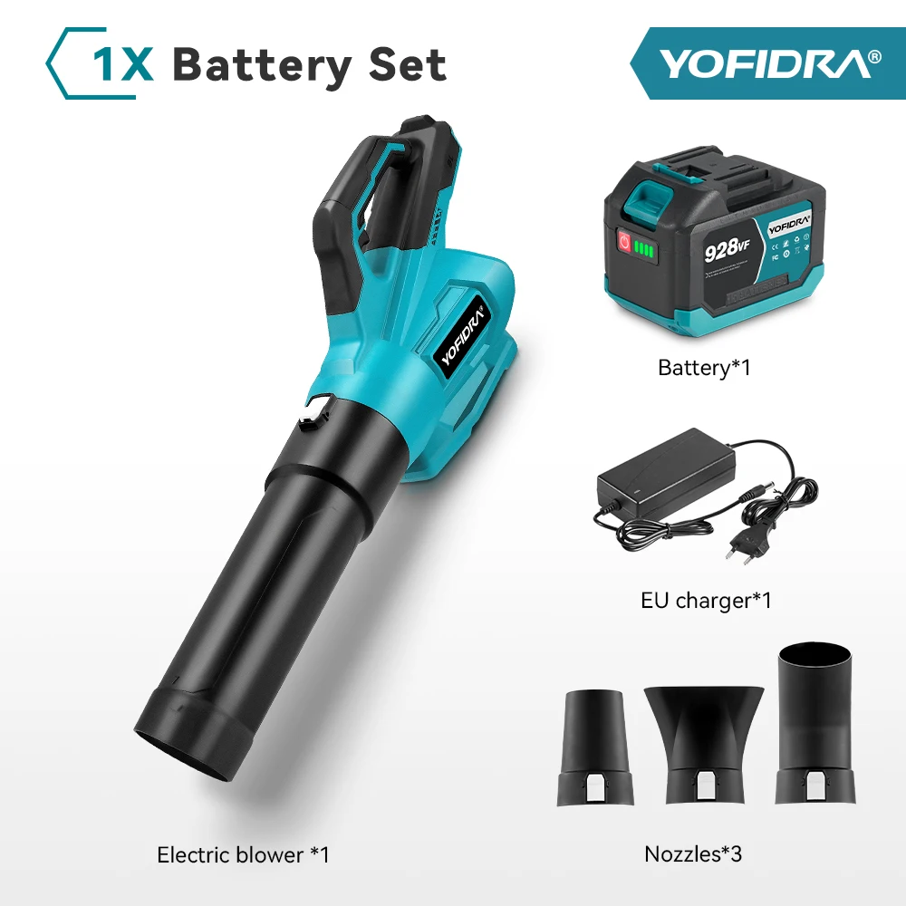 YOFIDRA 2000W High Power Borstelloze Elektrische Luchtblazer Draadloze Ventilator Fan Blad Sneeuw Stof Power Tool Voor Makita Batterij pin