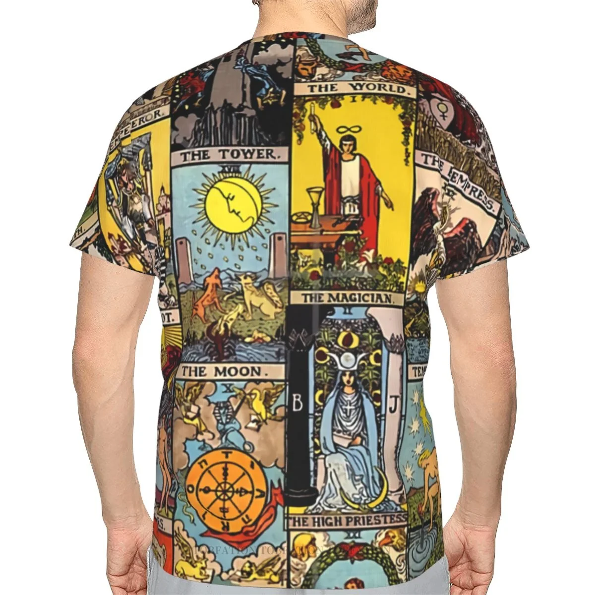 Mystery Tarot Card Men\'s TShirts The Major Arcana 3D Printed Breathable Retro Short-Sleeved Polyester O-Neck Tops Streetwear