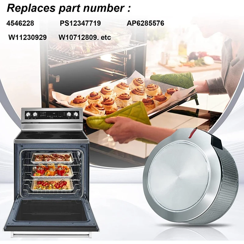 3 Stück w10823529 w11156487 Kunststoff-Gasherd knöpfe für Whirlpool Kitchen aid, Brenners teuer bereich. Ersetzt 4546228