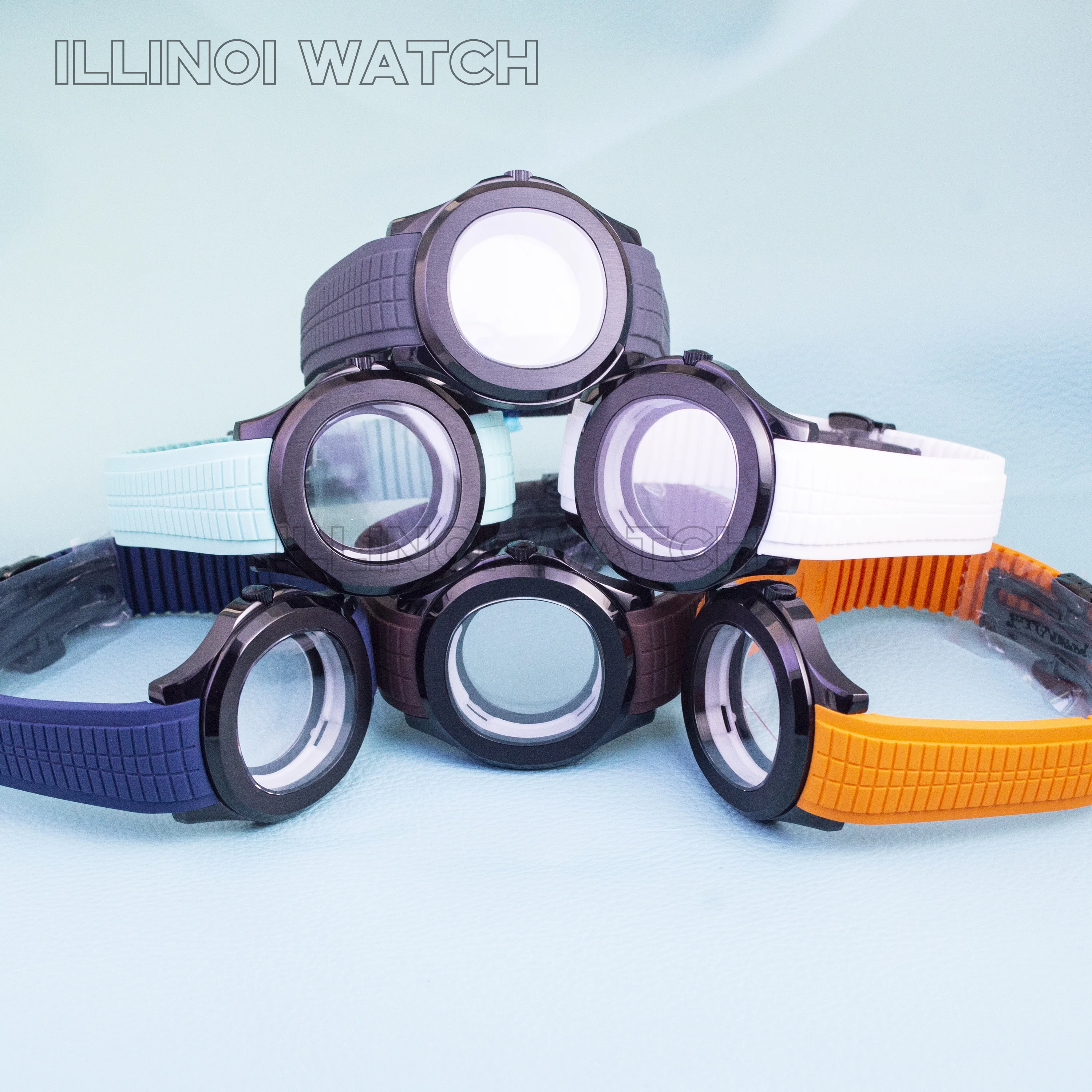 

NH35 Case for Nautilus AQUANAUT Case Rubber Bracelet Sapphire Glass Stainless Steel Watch Case fit NH35 NH36 Movement
