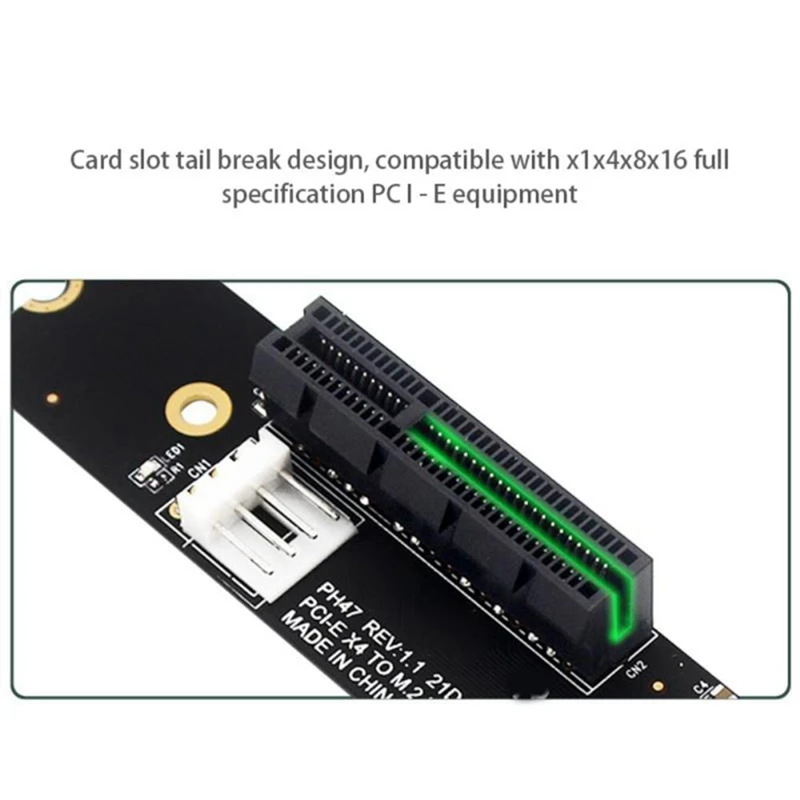 NGFF M.2 a pci-e 4X Riser Card M2 M Key To Pcie X4 Adapter con indicatore LED SATA Power Riser per Bitcoin Mining