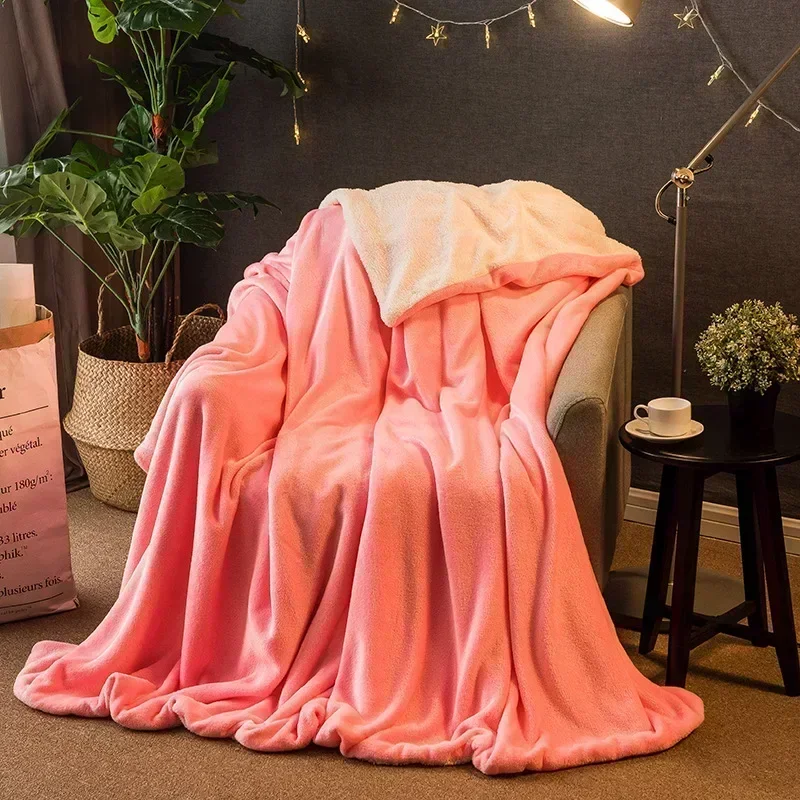 Winter Wool Blanket Extra Thick Blanket Warm Sheets Fleece Super Fine Soft Throw On Sofa Bed Cover Coral Fleece Quilt Home Decor