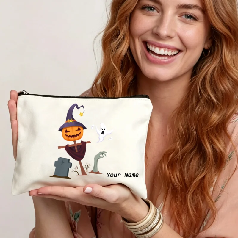 Beauty Makeup Names - Custom Name Makeup Bags Halloween Scarecrow