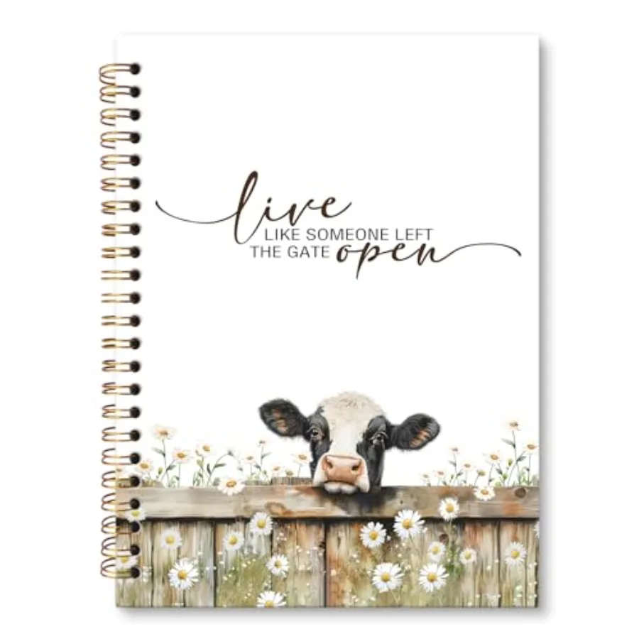

Live Like Someone Left The Gate Open Cow Notebook, Inspirational Cow Lover Gifts Notebooks for School Work College, Farmhouse M