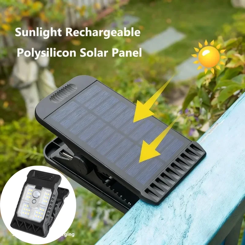 Outdoor LED Solar Clip Light Portable Waterproof Body Sensor Lamp Courtyard Garden Lamp Flashlight Home Camping Wall Lights image 2