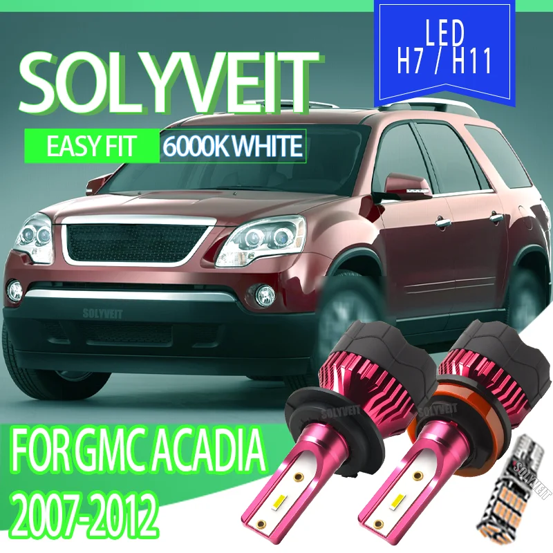 

6000K High Bright Led Headlight Bulb Hi/Lo Beam H7/H11 Replacement w/Cooling Fan For GMC Acadia 2007 2008 2009 2010 2011 2012