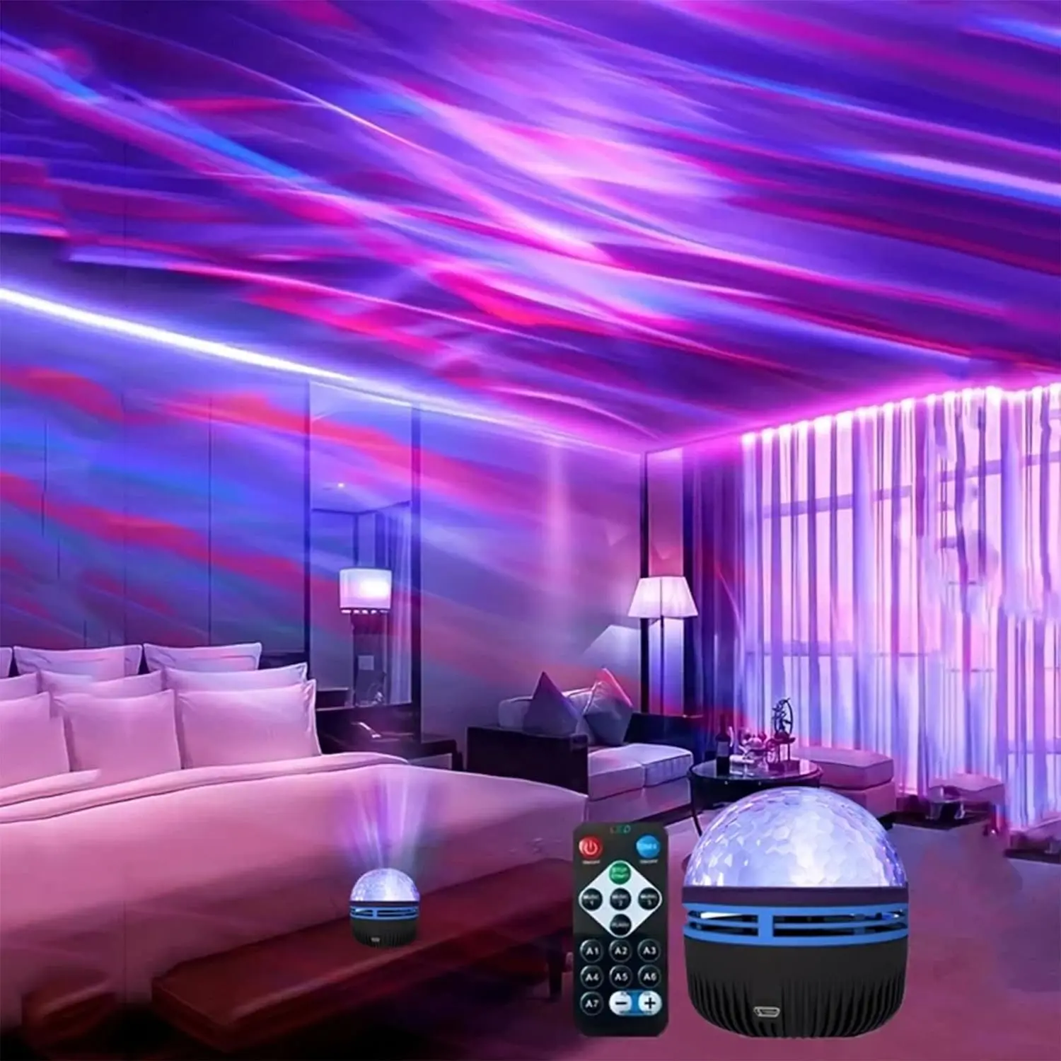 LED Northern Lights e Ocean Wave Projeção, Starry Sky Night Light , Disco DJ Party Ball Lamp, Decoração do quarto