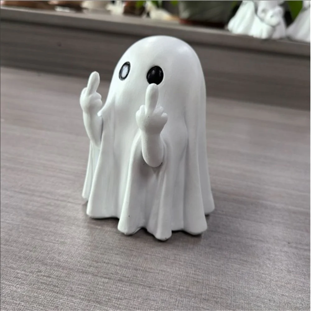 Grensoverschrijdende nieuwe middelvinger Leuke Ghost Halloween middelvinger ghost hars ambachtelijke ornament