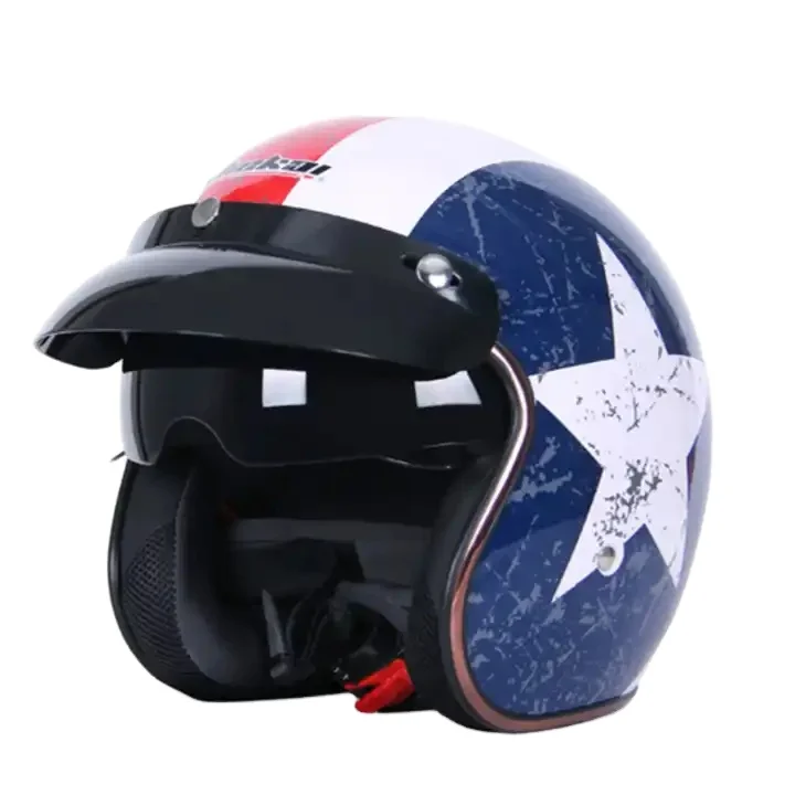 Open Face Helmet Half Coverage Dual Visors Riding Safety Helmet Support Wireless Earphone Motorcycle Helmet