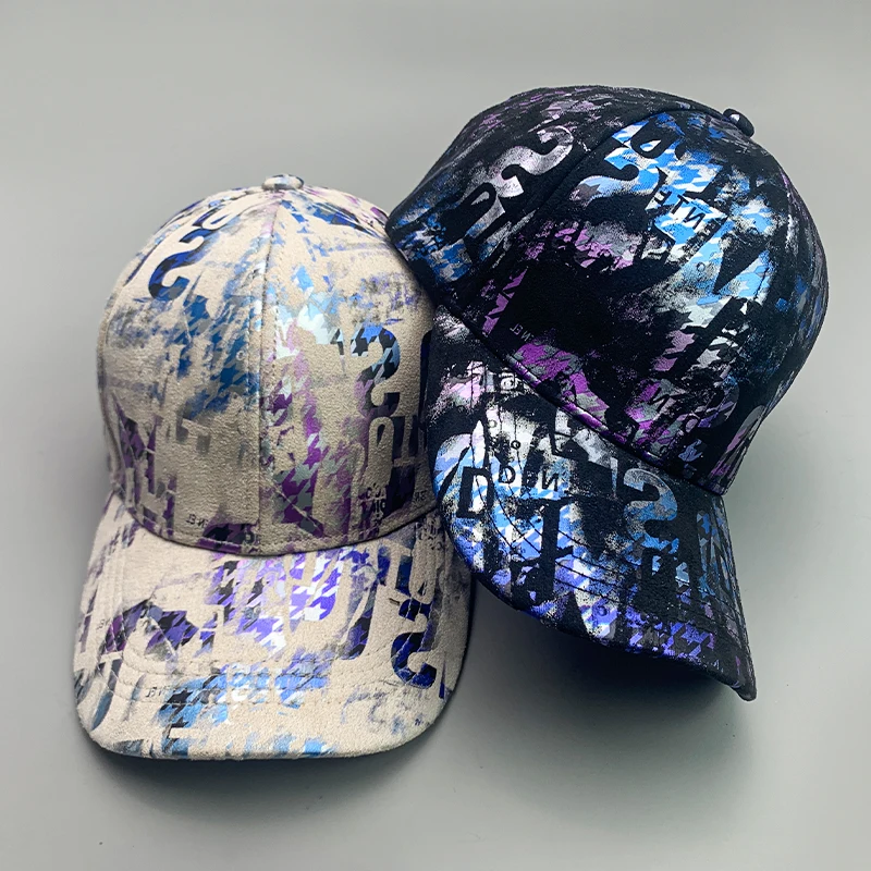 New Kpop Street Shiny Graffiti Tie-dyed Men Women Baseball Hats Cotton Comfortable Streetwear Ins Fashion Sport Hip Hop Caps