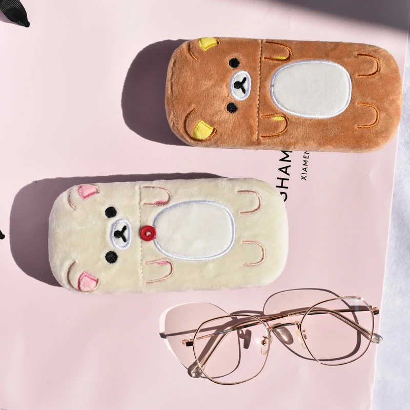 Cute Rilakkuma Plush Glasses Box Kawaii Glasses Case Cartoon Anime Eyeglass Case Organizer Spectacle Cases