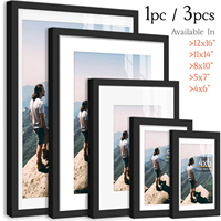 Matte Black/WoodColor Wall Gallery Picture Frame, 12x16/11x14/8x10/8x8/5x7/4x6 Inch, Matte/Wood Grain Wall Hanging Photo Frame