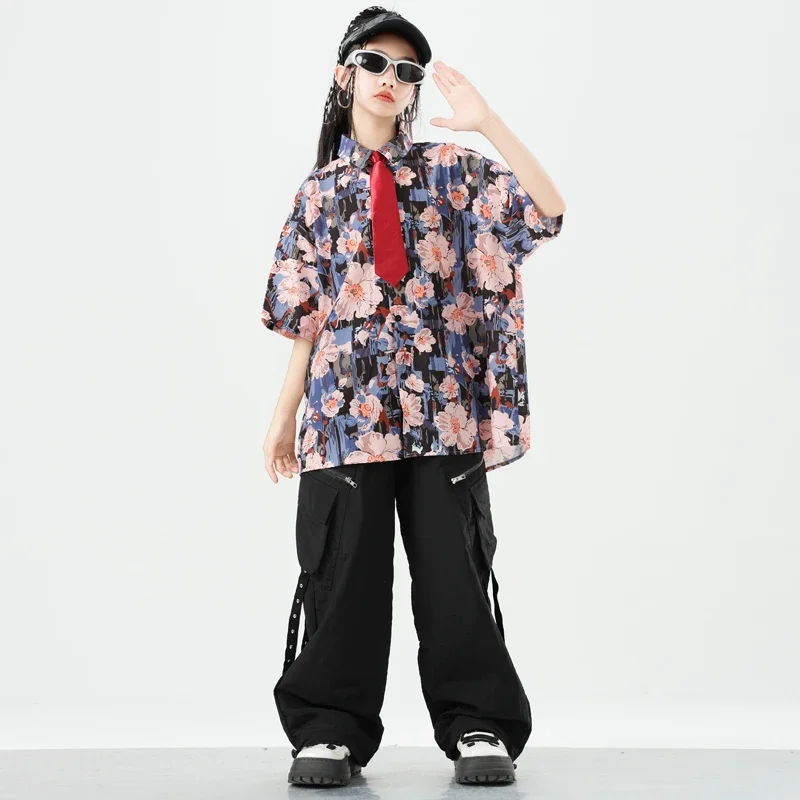 Jungen Hip Hop Kleidung Weste Drucken T-shirt Cargo Hosen Mädchen Street Dance Kleidung Sets Kinder Jazz K-pop Kostüme Kinder streetwear