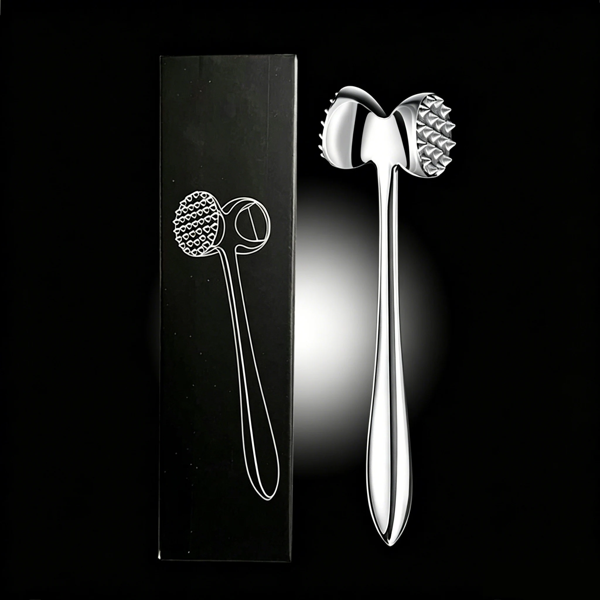 Stainless Steel Meat Tenderizer Hammer with 19 Large 37 Small Spikes for Breaking Down Fibers and Enhancing Marinade Absorption