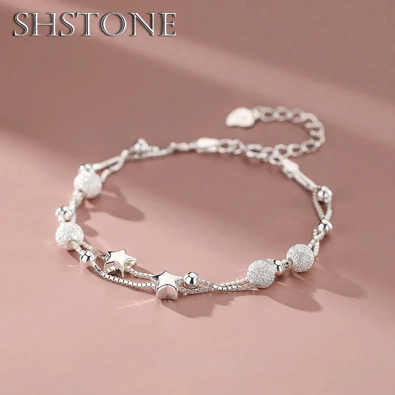 

SHSTONE 925 Sterling Silver Beautiful Stars Bracelets for Women Korean Fashion Designer Party Wedding Jewelry Holiday Gifts