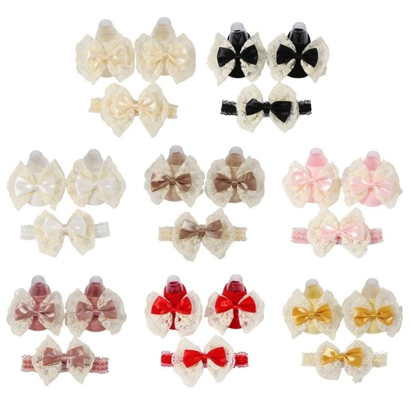 

Floor Socks & Headdress Baby Bowknot Headband Newborns Toddlers Hair Band G2TD