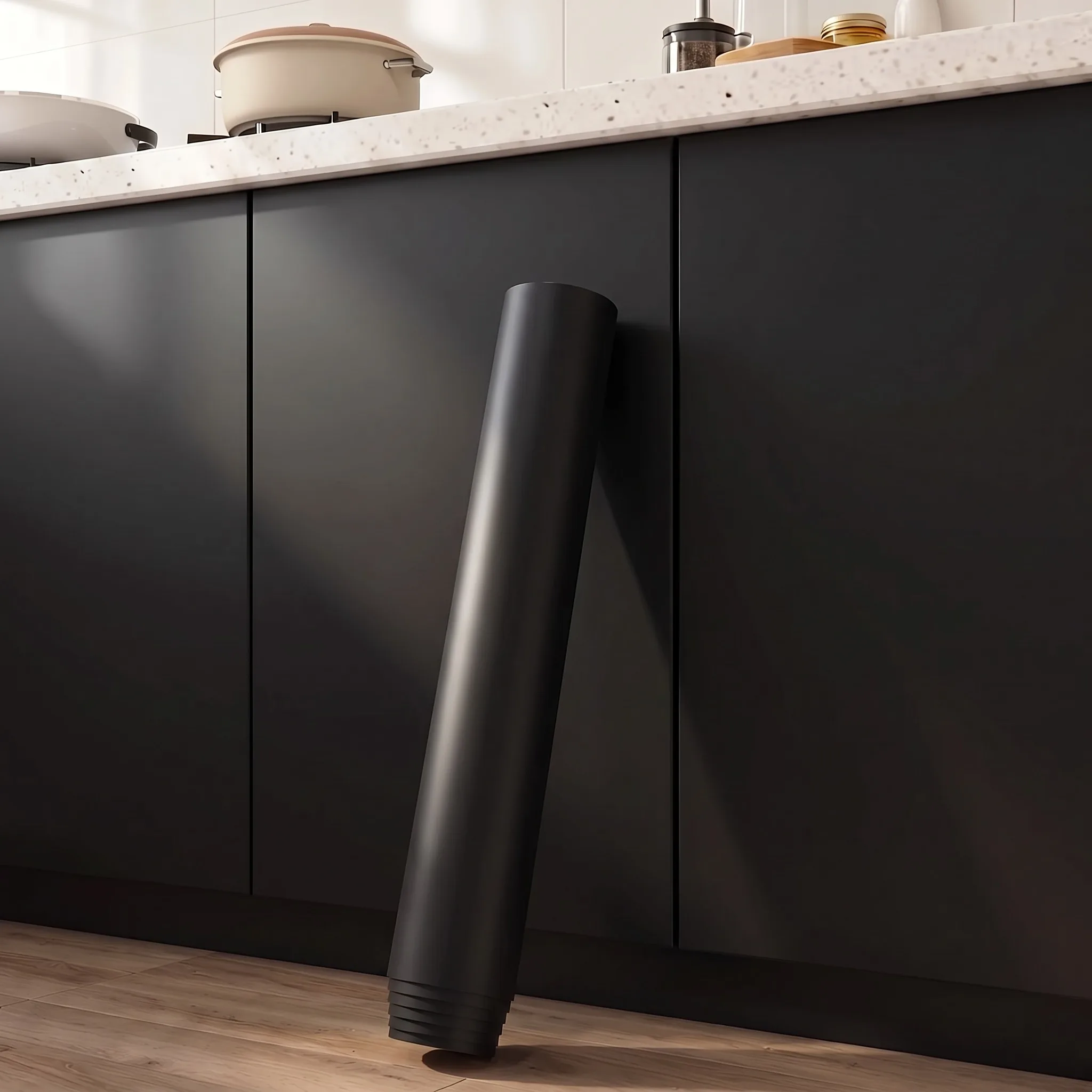 55cm Width Matte Black Contact Paper, Waterproof Vinyl Self-Adhesive Wallpaper for Wall, Furniture, Living Room Home Decor