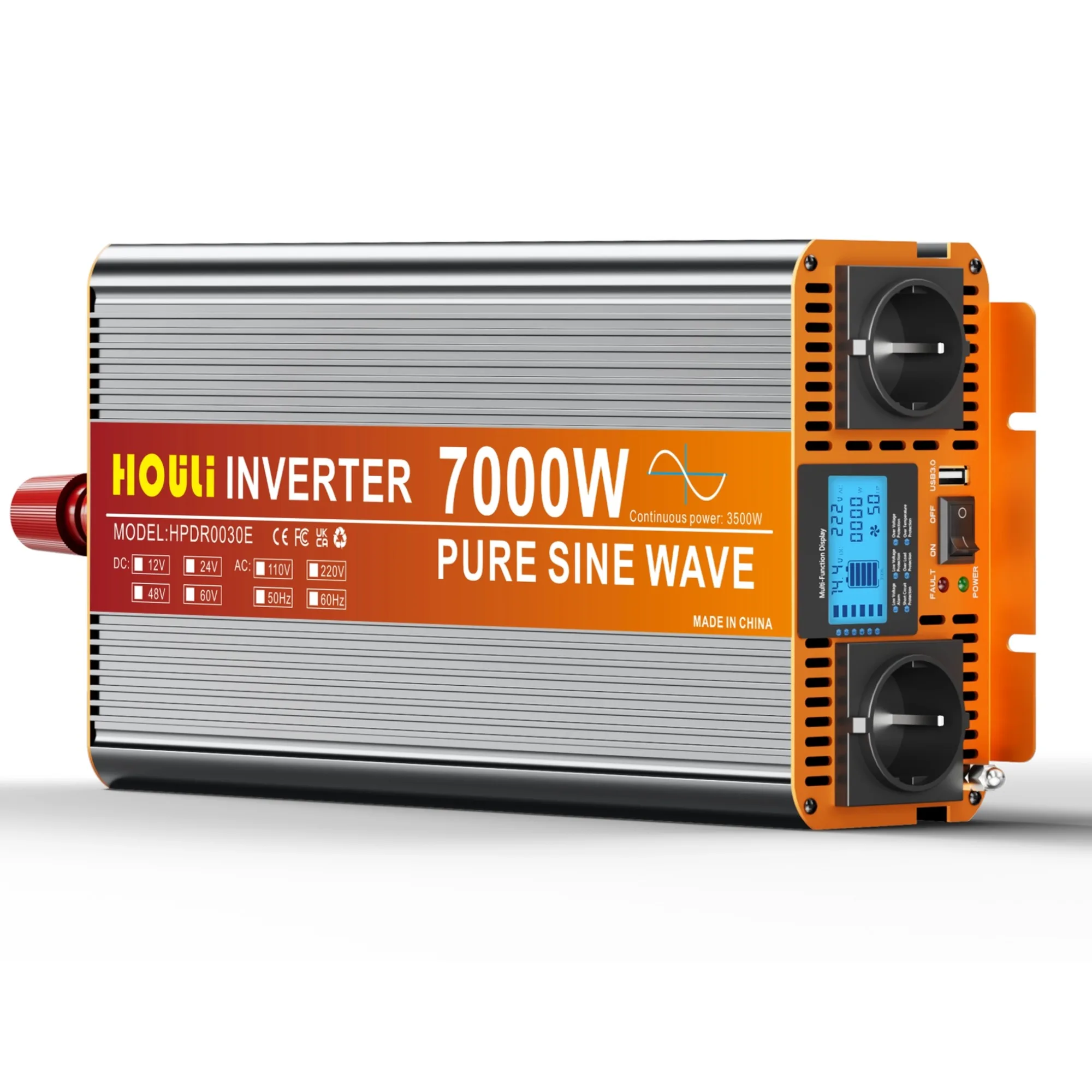 HOULI Przetwornica Samochodowa 12V 230V Czysty Sinus, Falownik 12V na 230V 3000W-7000W Czystej Fali Sinusoidalnej - afbeelding 2