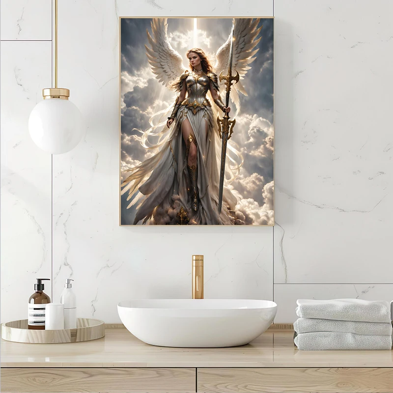 (No frame)Ancient Greece in The Woods Goddess Magic Fairy Flying Wing Landscape Fantasy Poster Canvas Painting Wall Art Pictu