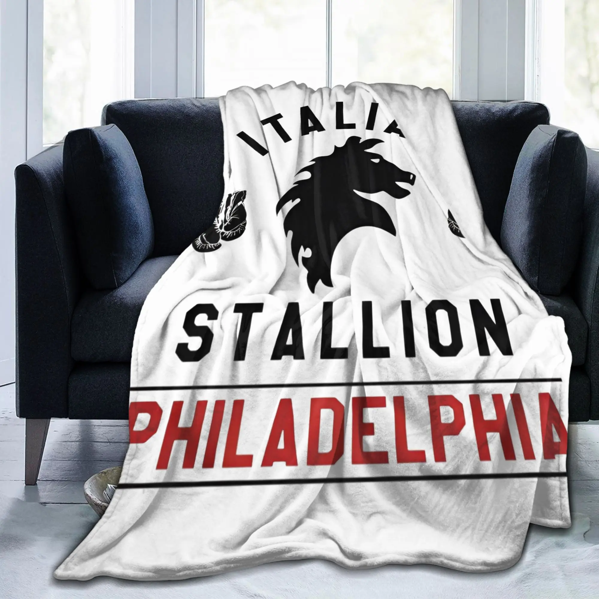 Rockys Italian Stallion Horse Blanket Flannel Boxing Movie Warm Throw Blanket for Bedspreads Outdoor Breathable