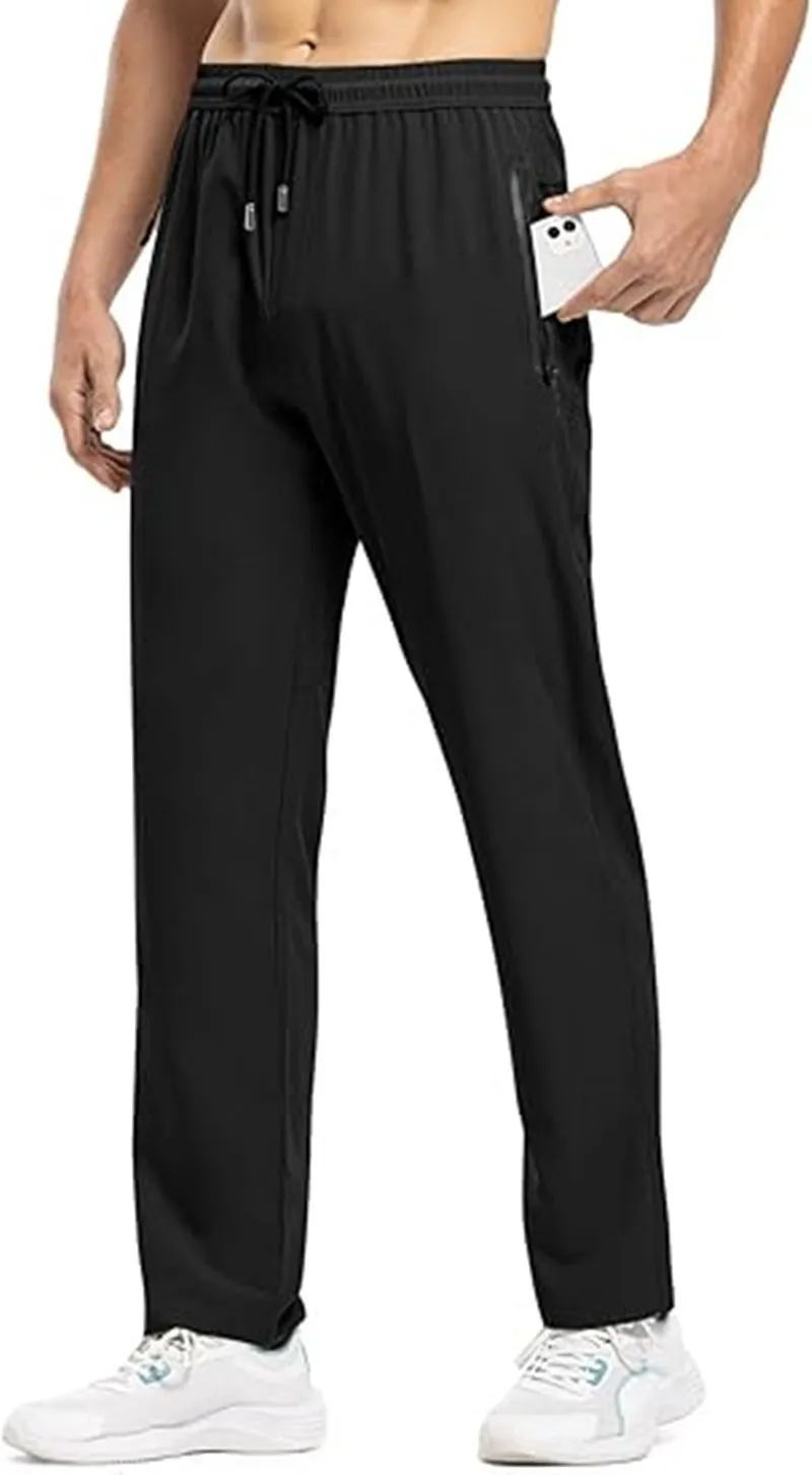 Herren Schnelltrocknende Leichte Sporthose Elastischer Bund Reißverschlusstaschen Atmungsaktive Freizeithose Für Laufen Fitness Wandern – Detail 4