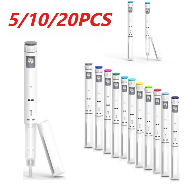 High Quality 5-20Pack Adjustable Disposable Injection Pen Magic Pen 60U Insulin Syringe Tattoo Handle Pen Fitting Mix color