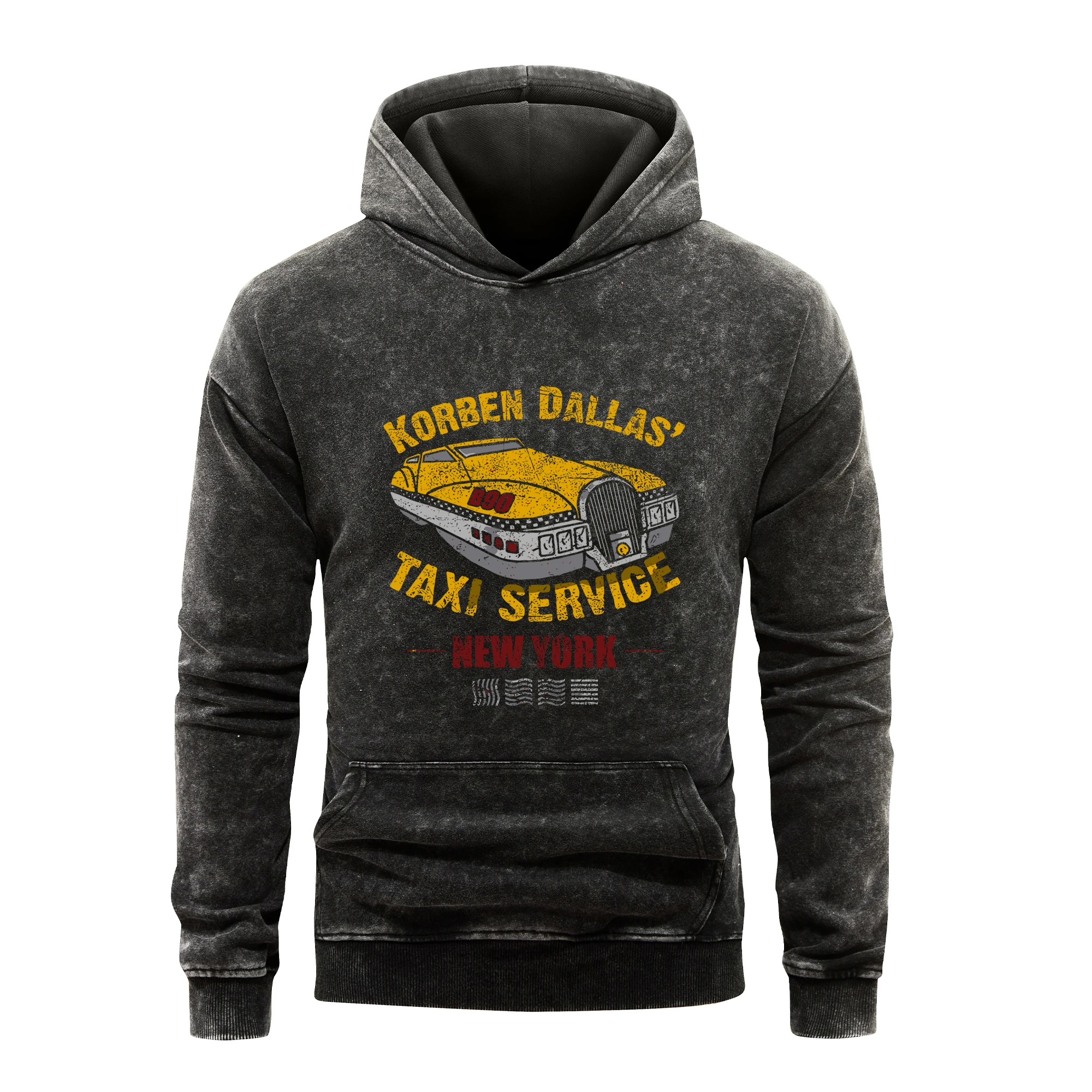 Korben Dallas' Taxi Service Hoody Mens Vintage Washed 100%Cotton Autumn Soft Pullover M-XXL Simple Warm Hoodies Street Clothes