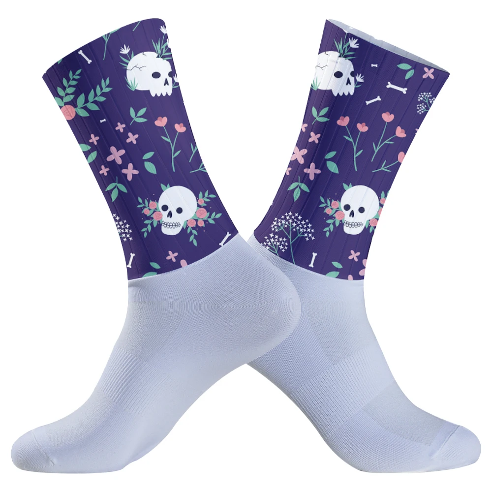 Chaussettes Whiteline coordonnantes en silicone pour hommes, motif crâne, vélo, sport, course à pied, cyclisme, été, nouveau