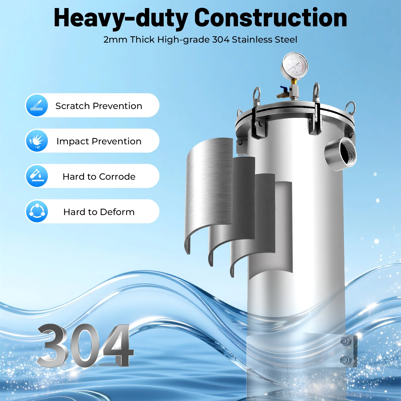 أداة فصل السوائل الصلبة لفلتر الفولاذ المقاوم للصدأ 304، معدات تنقية فلتر المياه للحبر والزيت والمشروبات NPT 2′′ #4