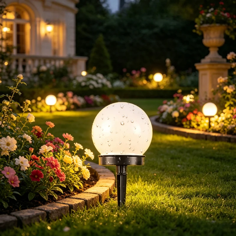 Solar LED Round Ball Lawn Lights, Waterproof Outdoor Ground Plug Landscape Bulb Lamp for Villa Garden Yard Decoration