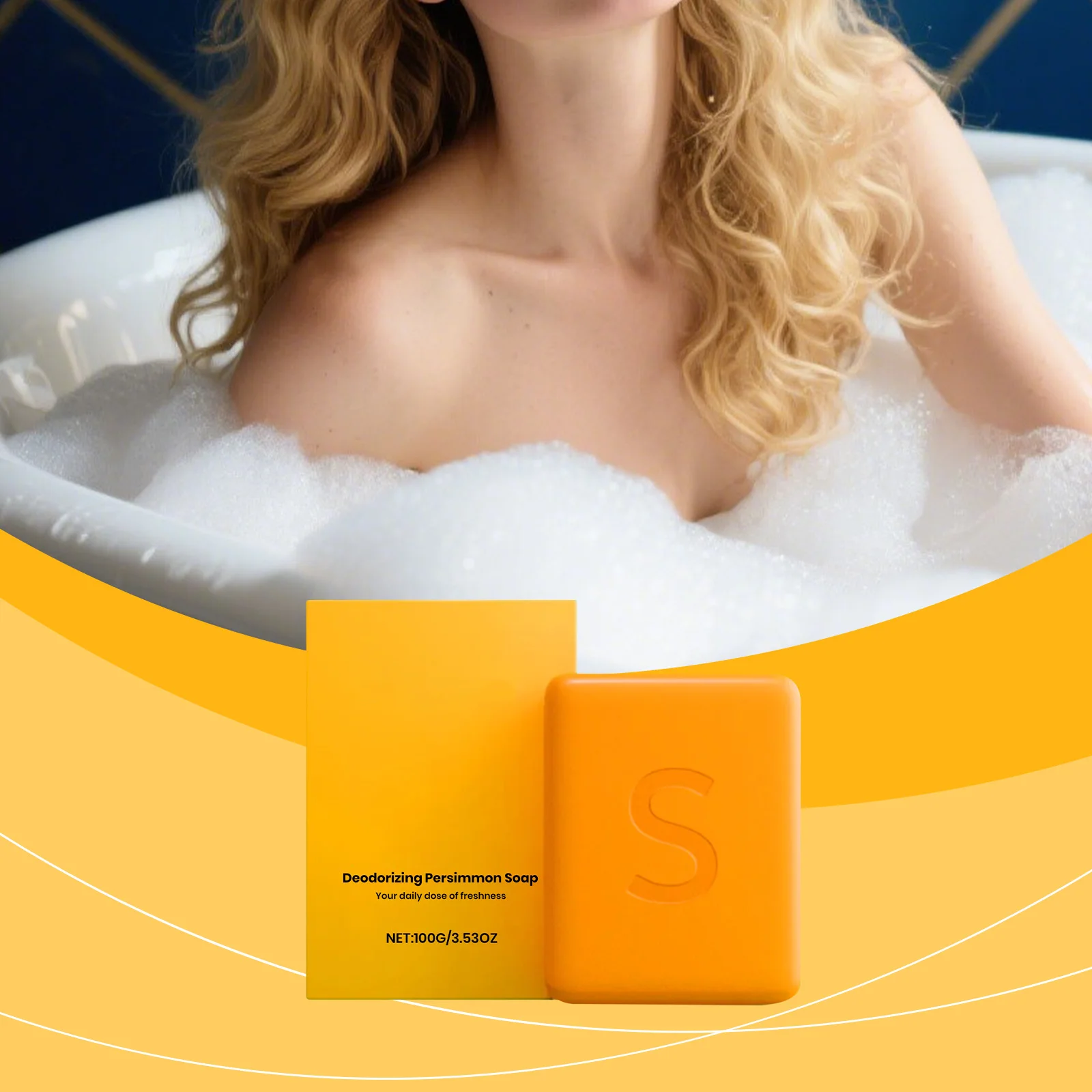 AMZ Persimmon Bath Soap - Gentle Cleansing Body Wash with Refreshing Scent Non Greasy Formula for Soft Skin Daily Use