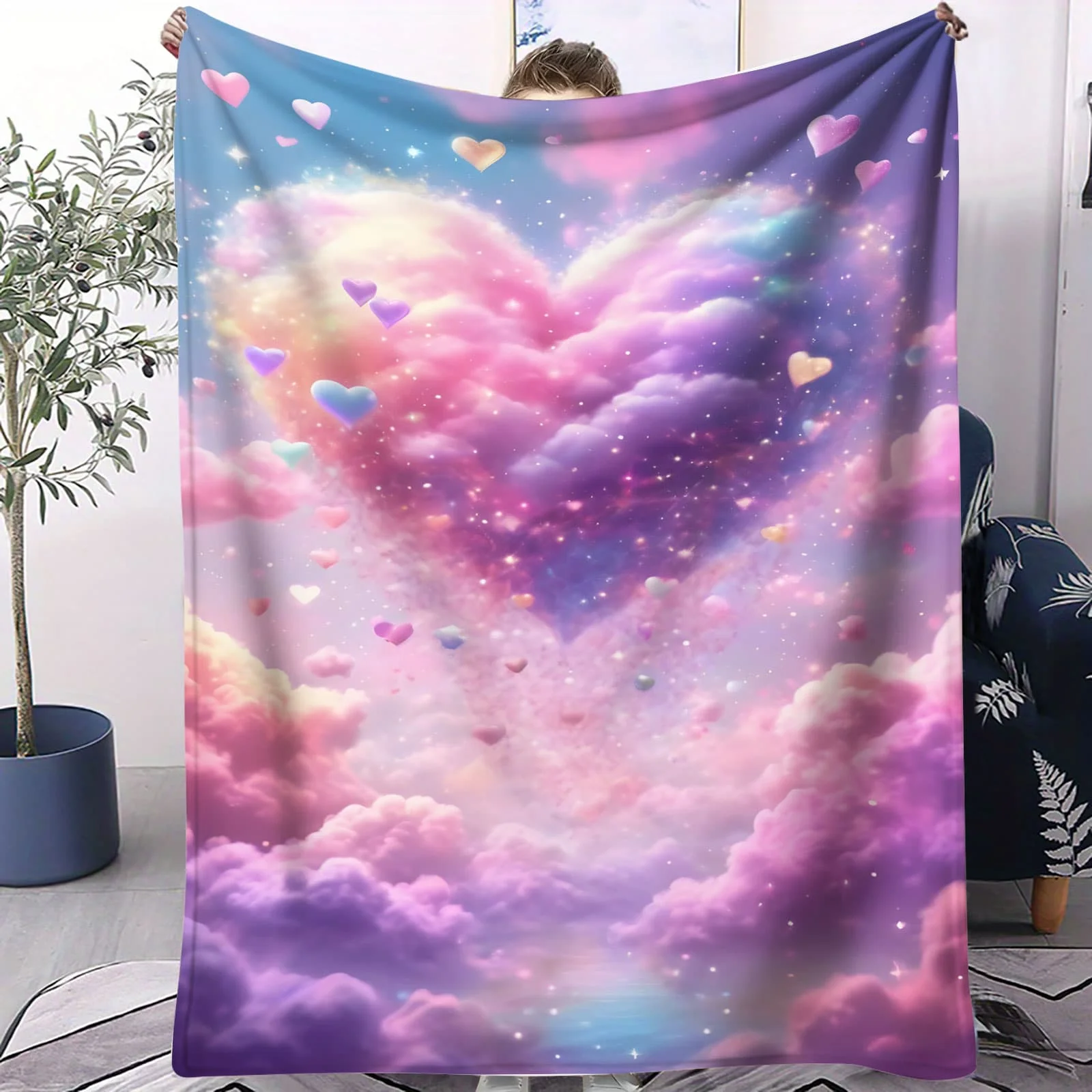 

Одеяло с бабочкой и цветком в форме сердца - мягкое покрывало для детской комнаты, дивана-кровати, лагеря, жилой свежий декор, идеально подходит для любителей семьи и любви