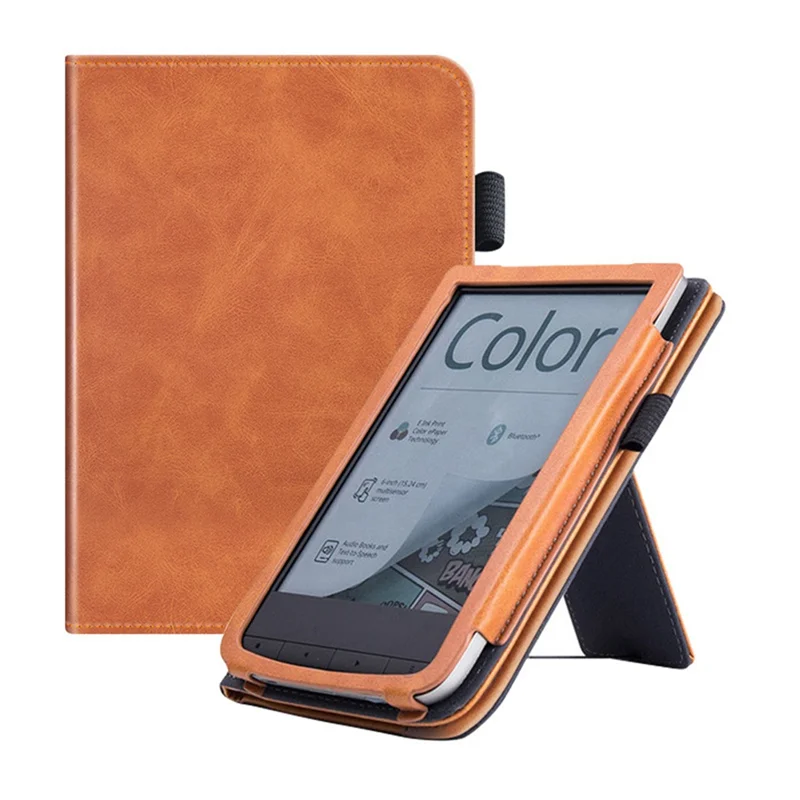 

Exquisite-For Pocketbook Touch HD 3 E-Reader Stand Cover Flip PU Case With Hand Holder Easy Install Easy To Use Dark Blue
