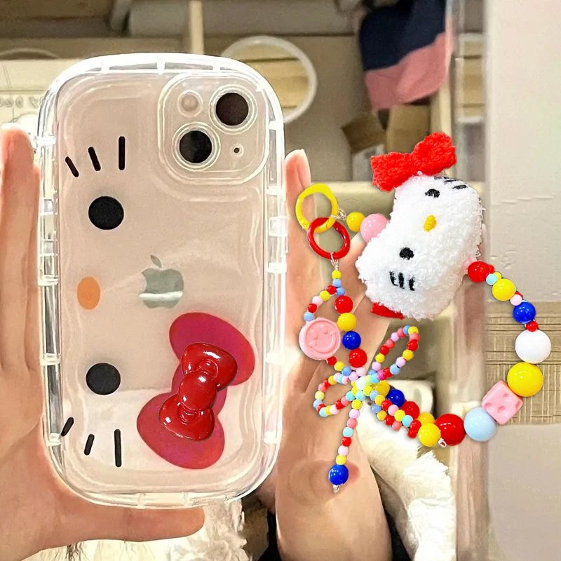 Kawaii Hello Kitty Cute Cartoon Phone Case For iPhone 16 15 14 13 12 11 Pro Max XR XS 7 8 Plus High Quality Soft Cover Girls Y2k