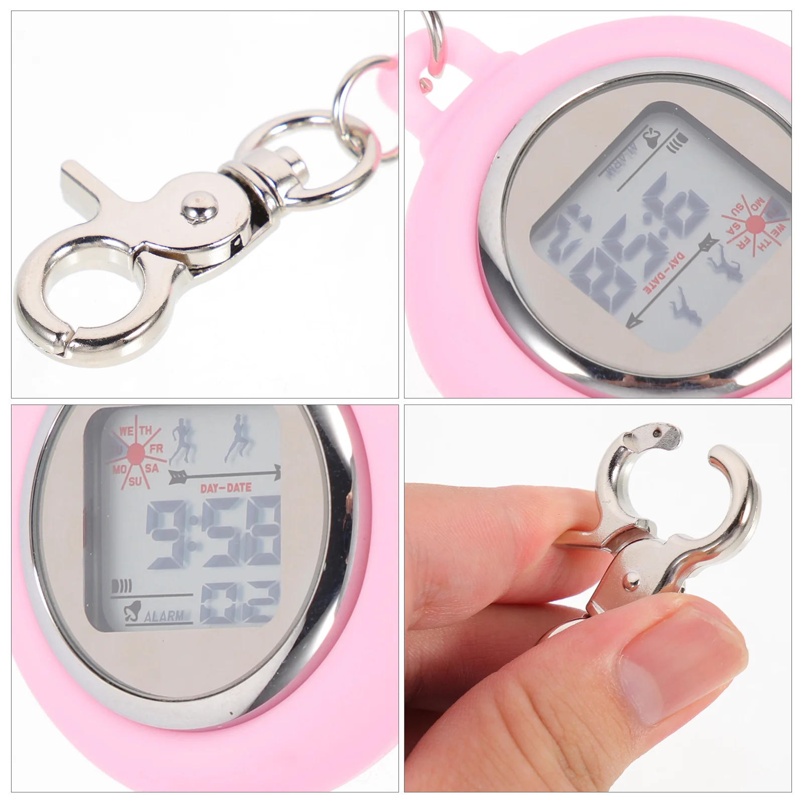 Digital Nurse Pocket Watch Alloy Waterproof Retro Clip On Chest Hanging Watch For Women Men Vintage Style Keychain