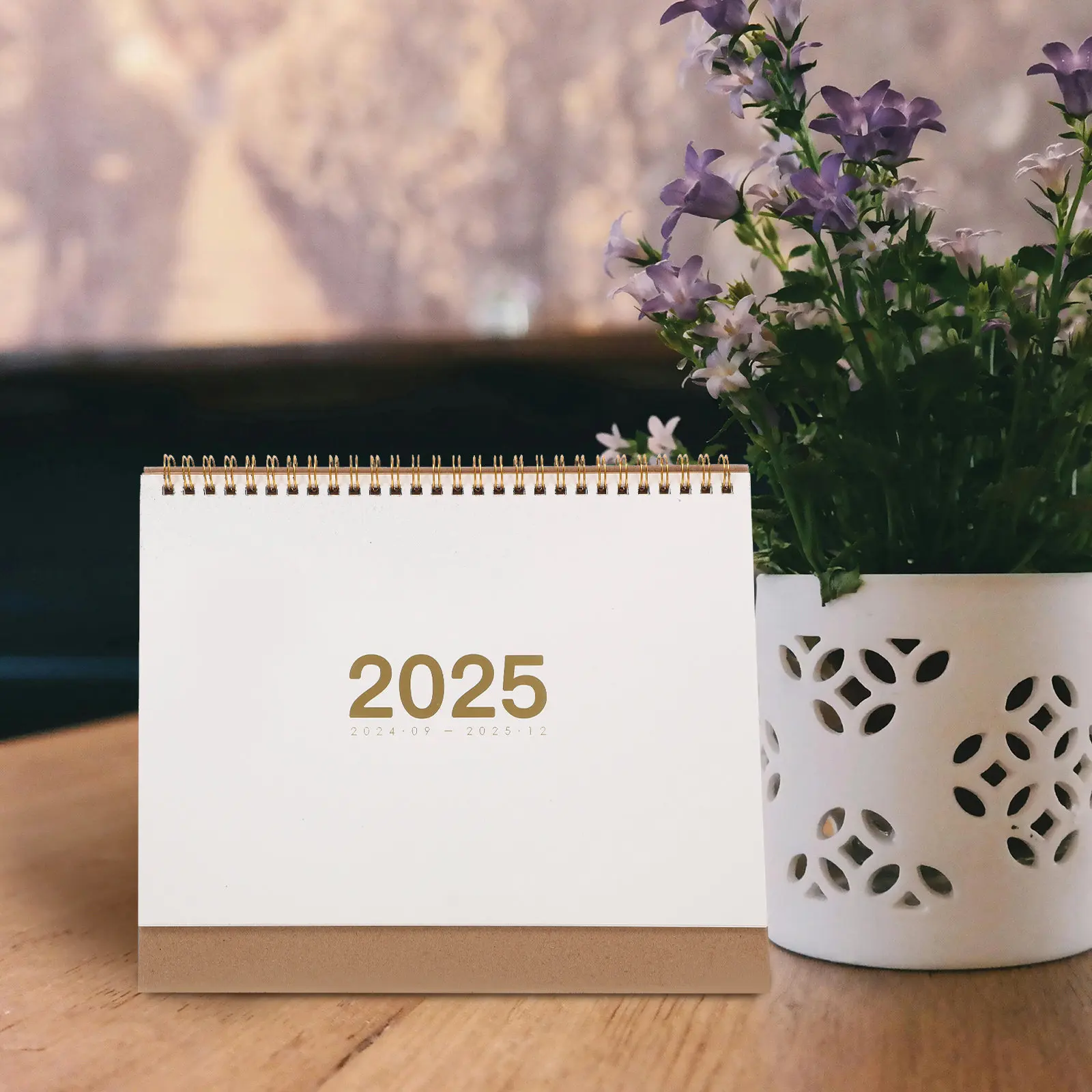 

2025 Functional Desk Calendar Minimalist Standing Flip Design Spiral Bound Monthly Planner with Ample Note Area Sturdy