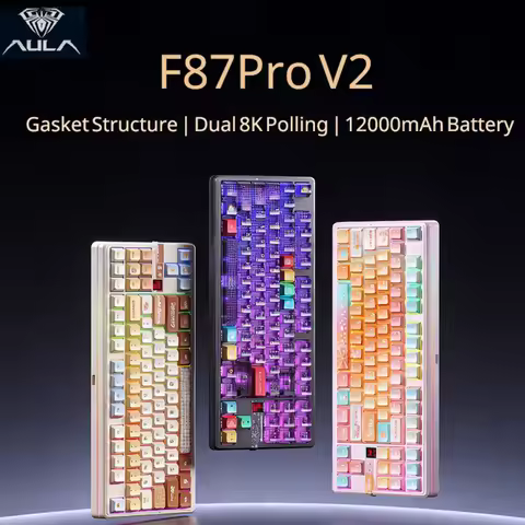 AULA F87Pro V2 Esports Gaming Mechanical Keyboard BT/2.4GHz/Wired 8K Polling, SOCD/MT/TGL,Gasket Structure Custom Keyboard