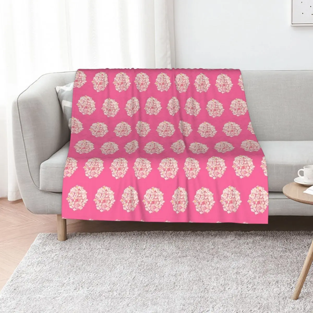 Hydrangea pink Throw Blanket for sofa christmas decoration Beautifuls Blankets For Baby Fashion Sofas Furrys Blankets