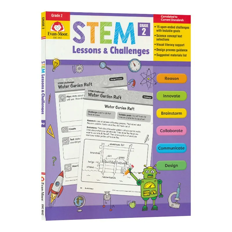 

Evan-Moor Stem Lessons and Challenges, Grade 2 Workbook,aged 6 7 8 9, English book 9781629388625