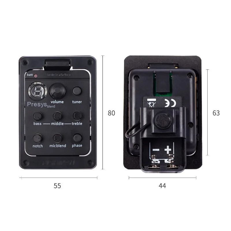 Acoustic guitar pickup electric box modified 301 opening with loudspeaker noise reduction equalization tuning table performance